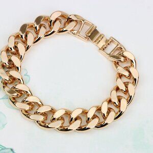 "Polished Rose Gold Chain Bracelet, Gold Plated, XPBL0888